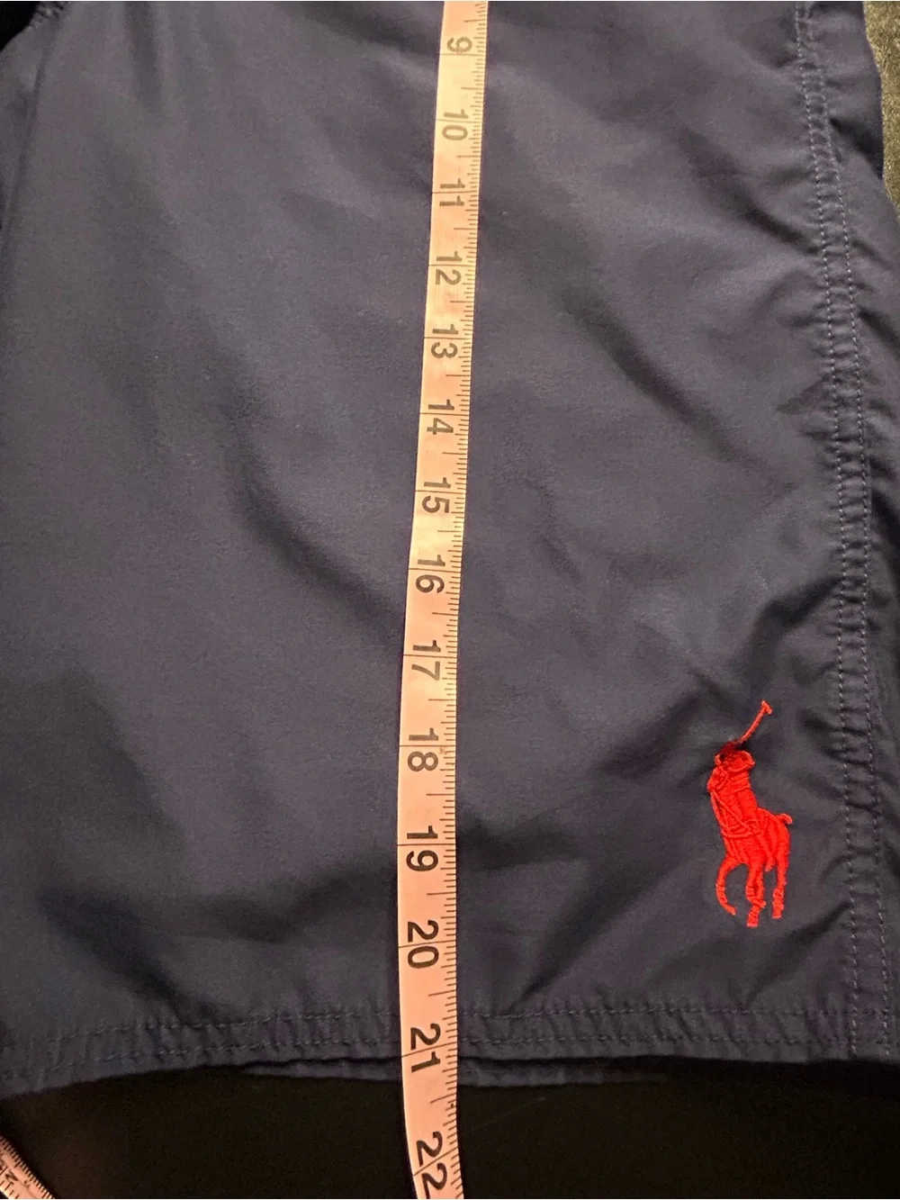 Ralph Lauren Navy Swim Shorts with Yellow Waistband